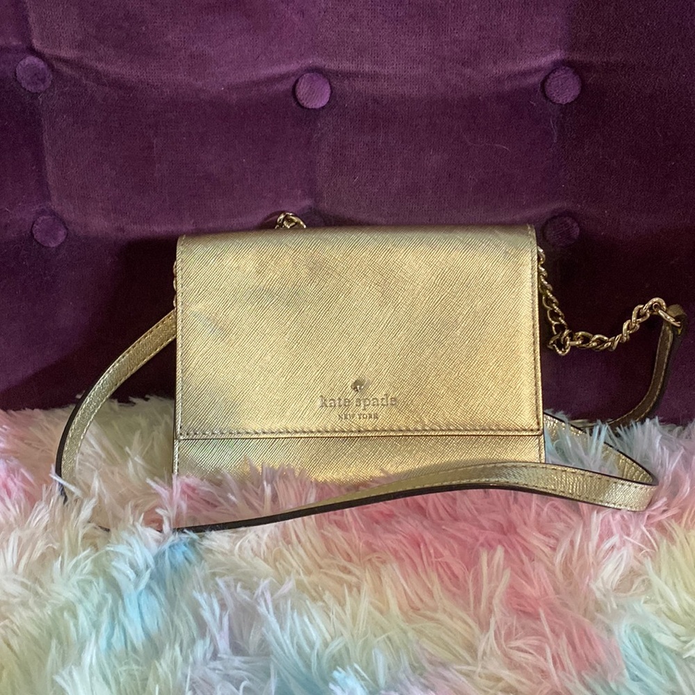 Kate Spade Small Gold Crossbody Bag
